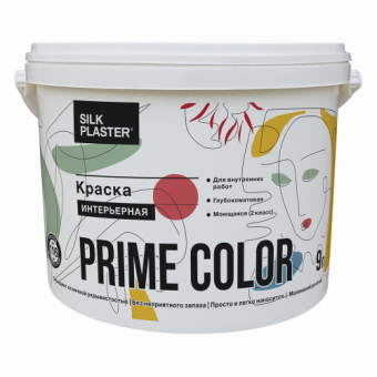 Краска PRIME COLOR интерьерная, белая, объем 1, 5 и 10.8 л